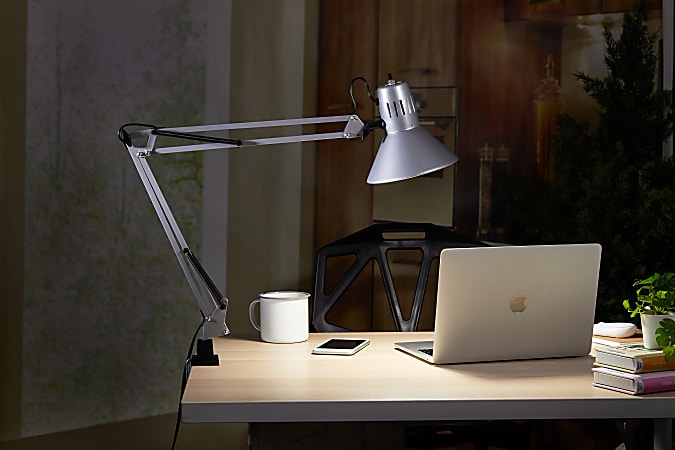 Bostitch Swing Arm LED Desk Lamp With Clamp 36 H BlackSilver ODP Business Solutions
