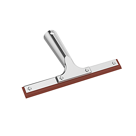 Gritt Commercial Window Squeegee With Double Natural Rubber Blade, 8”, Orange/Silver