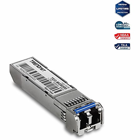 TRENDnet SFP To RJ45 Mini-GBIC Single Mode LC Module, TEGMGBS80