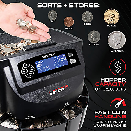 SAFETECH Viper V395 Coin Counter Sorter And Wrapper 11 12 H x 14