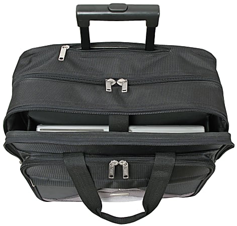 Overland Geoffrey Beene Tech Rolling Business Case With 18 Laptop Pocket Black Office Depot