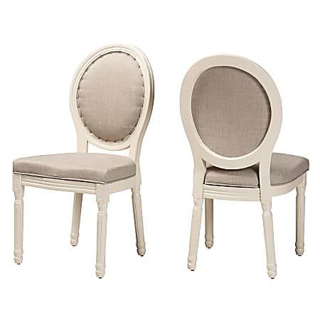 Baxton Studio Louis Dining Chairs, Gray/White, Set Of 2 Chairs