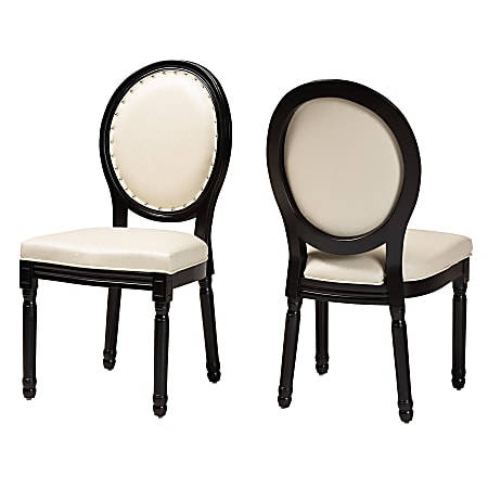 Baxton Studio Louis Dining Chairs, Beige/Black, Set Of 2 Chairs