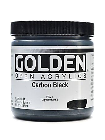 Golden OPEN Acrylic Paint, 8 Oz Jar, Carbon Black