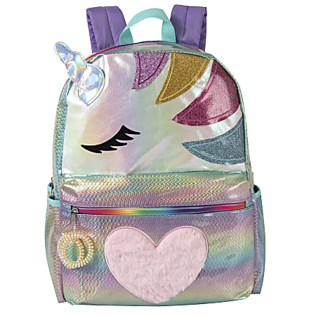 Trailmaker Embellished Unicorn Head Backpack, Rainbow