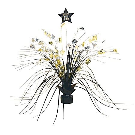 Amscan New Year's Spray Centerpieces, 15" x 7", Black, 1 Centerpiece Per Pack, Case Of 3 Packs