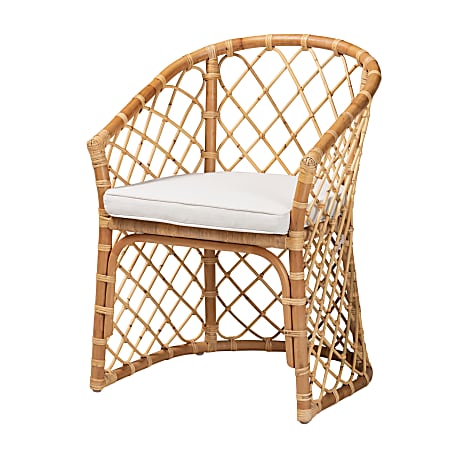 Baxton Studio Orchard Rattan Dining Chair, White/Natural Brown