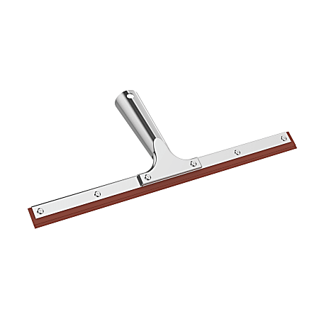 Gritt Commercial Window Squeegee With Double Natural Rubber Blade, 12”, Orange/Silver
