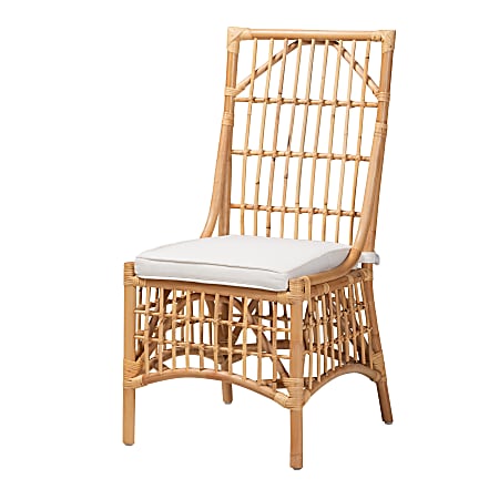 bali & pari Rose Rattan Dining Chair, White/Natural Brown