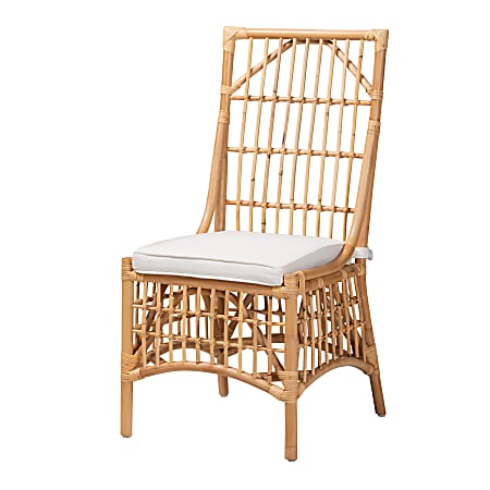 bali & pari Rose Rattan Dining Chair, White/Natural