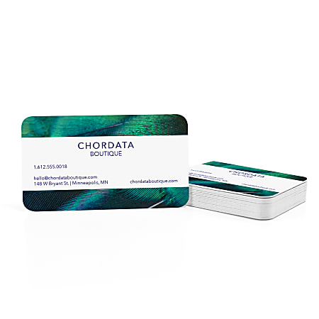 Custom Full-Color Luxury Heavy Weight Color Core Business Cards, White Core, Rounded Corners, 2-Sided, Box Of 50