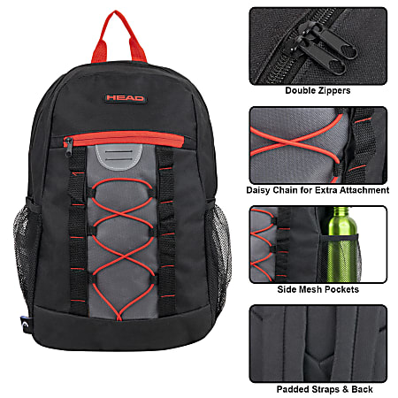 HEAD Bungee Backpack With Reflective Patch Black - Office Depot