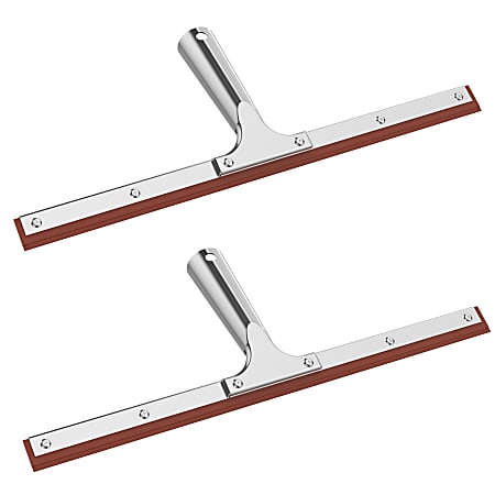 Gritt Commercial Window Squeegee With Double Natural Rubber Blade, 14”, Orange/Silver, Pack Of 2 Squeegees