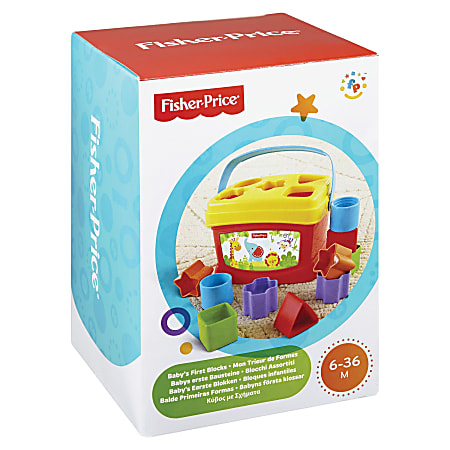 Fisher-Price Baby's First Blocks - Ten Colorful Shape Blocks - Big Bucket with Easy Carry Handle for Easy Take Along cks