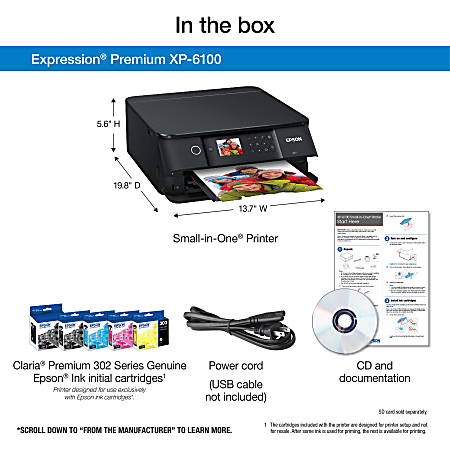 Epson® Expression® Premium XP-6100 Wireless Inkjet All-In-One Color Printer