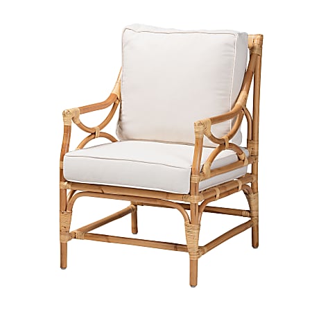 bali & pari Brandon Armchair, White/Natural Brown