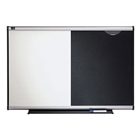 Quartet® Prestige™ Total Erase®/Embossed Non-Magnetic Foam Combination Board, 24" x 36", Aluminum Frame With Silver Finish