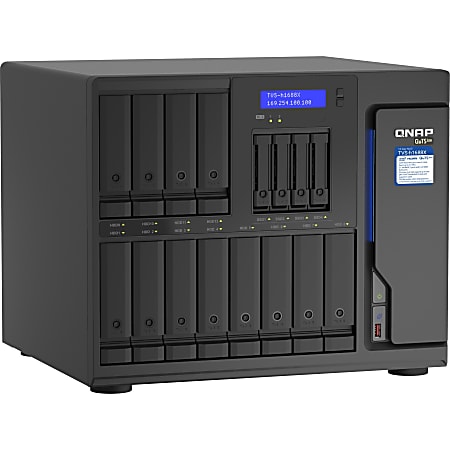 QNAP TVS-H1688X-W1250-32G SAN/NAS Storage System - Intel Xeon W-1250 Hexa-core (6 Core) 3.30 GHz - 12 x HDD Supported - 0 x HDD Installed - 16 x SSD Supported - 0 x SSD Installed - 32 GB RAM DDR4 SDRAM - Serial ATA/600 Controller