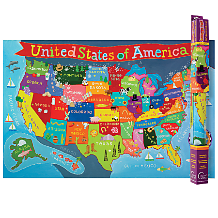 Round World Products Kid's United States Map, 24" x 36"