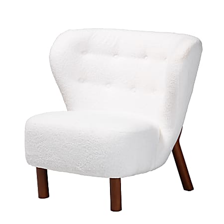 Baxton Studio Cabrera Accent Chair, White/Walnut Brown