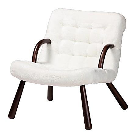 Baxton Studio Eisa Accent Chair, White/Walnut Brown