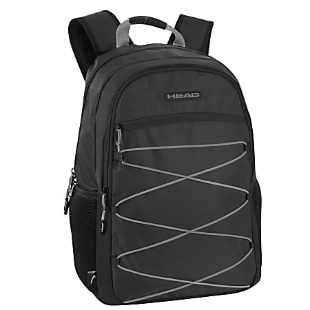 HEAD Bungee Double Section Backpack With 17” Laptop Pocket, Black