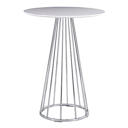 LumiSource Canary Counter Table, 36"H x 27"W x 27"D, White/Chrome
