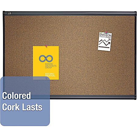 Quartet® Select Prestige™ Color Cork Bulletin Board, 24" x 36", Aluminum Frame With Graphite Finish