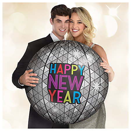 Amscan New Year's Inflatable Ball Drop Props, 23" x 23", Silver, 1 Prop Per Pack, Case Of 2