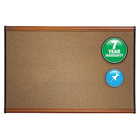Quartet® Select Prestige™ Color Cork Bulletin Board, 48" x 36", Aluminum Frame With Light Cherry Finish