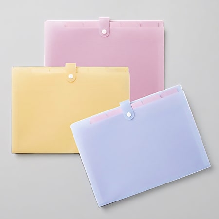 Office Depot® Brand 6-Pocket Expandable Folders, Letter Size, Soft Sorbet Pastels, Pack Of 3 Folders
