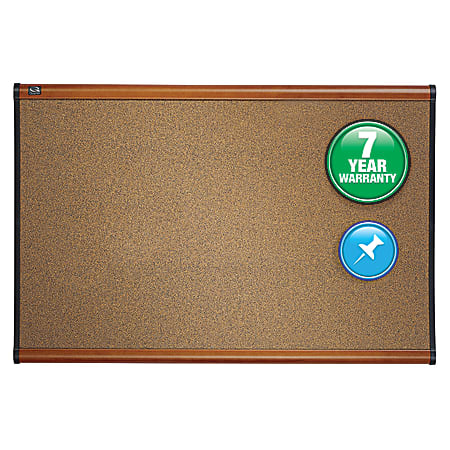 Quartet® Prestige™ Cork Bulletin Board, 72" x 48", Wood Frame With Cherry Finish