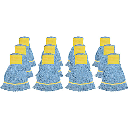 Genuine Joe Blue Stripes Hygrade Rayon Mophead - Medium - Rayon - 12 / Carton Genuine Joe Blue Stripes Hygrade Rayon Mophead - Medium - Rayon - 12 / Carton