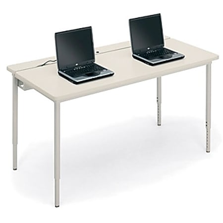 Bretford® Quattro Voltea Computer Table, 32”H x 60"W x 30"D, Wild Cherry/Black (QFT3060)
