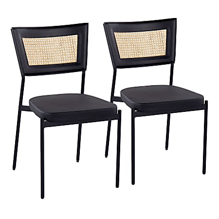 LumiSource Rattan Tania Contemporary Dining Chairs, Black, Set