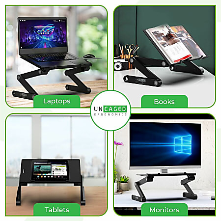 WorkEZ Best adjustable ergonomic laptop stand and lap desk with mouse pad black Office Depot