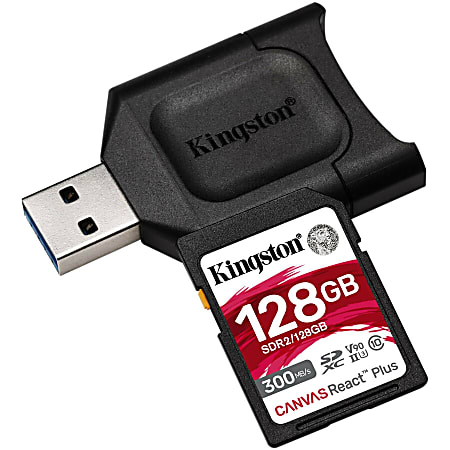 Kingston Canvas React Plus 128 GB Class 10UHS II U3 SDXC 300 MBs