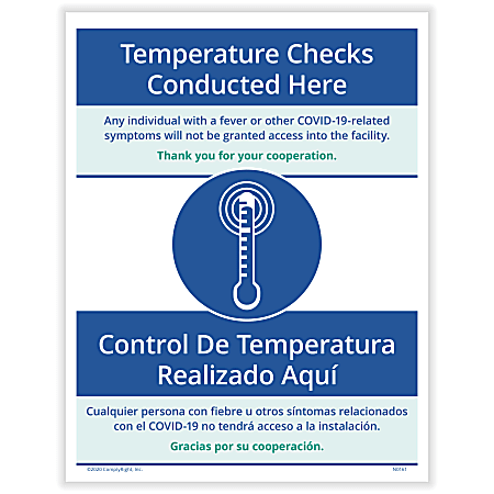 ComplyRight™ Coronavirus And Health Safety Posting Notices, Temperature Screenings, English, 8-1/2" x 11", Set Of 3 Notices