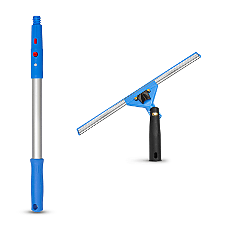 Gritt Commercial Swivel Window Squeegee With Quick Release, 20” x 14”, Black/Blue