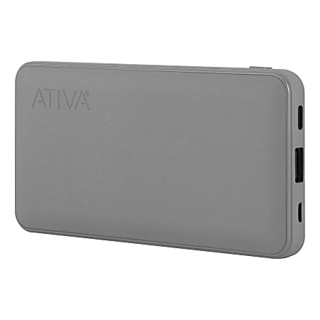 Ativa® 10,000mAh Battery Pack For USB Devices, Gray,