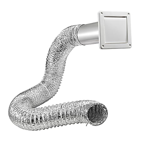 Lambro 4 in. Bath Fan Exhaust Through-the-Wall Vent Kit with Single Flap Vent. Aluminum Snap-Lock Tail Pipe, White, 481UL - 481UL