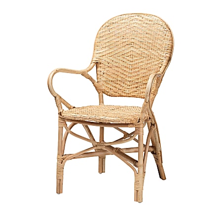 Baxton Studio Genna Rattan Dining Chair, Natural Brown