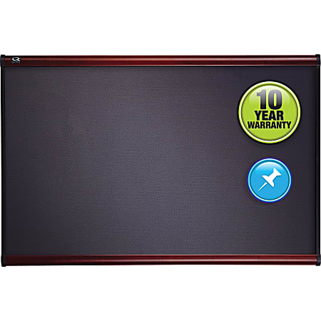 Quartet® Prestige™ Gray Diamond Mesh Fabric Bulletin Board, 48" x 72", Wood Frame With Mahogany Finish