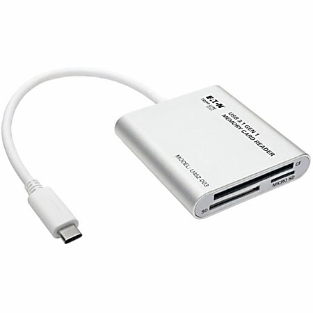 Tripp Lite USB 3.1 Gen 1 USB-C Multi-Drive Smart-Card Flash-Memory Media Reader/Writer Thunderbolt 3 Compatible