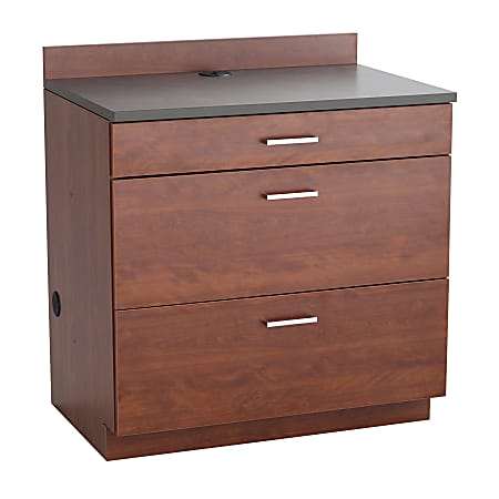 Safco® Modular Hospitality Base Cabinet, 3-Drawer, Mahogany/Rustic Slate
