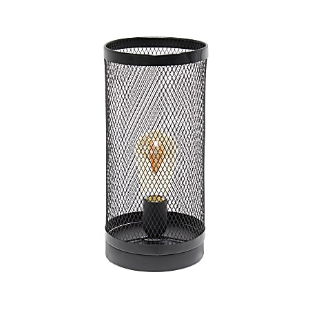 Simple Designs Cylindrical Mesh Table Lamp, 12-3/4"H, Black