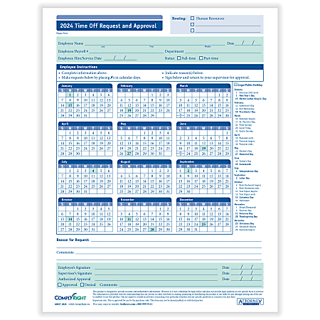 ComplyRight 2024 Time Off Request And Approval Calendars,
