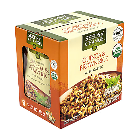 Seeds Of Change Brown Rice, With Quinoa And Garlic, 8.5 Oz, Pack Of 6 Pouches