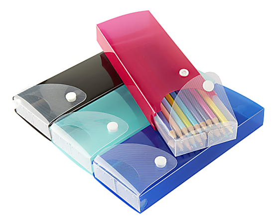 Advantus Textured Slider Pencil Box Assorted Colors - Office Depot