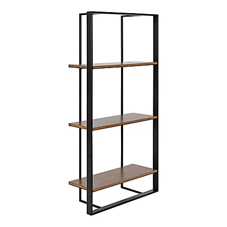 Kate and Laurel Kercheval Modern Shelves, 31-1/2”H x 15-3/4”W x 6-1/4”D, Rustic Brown/Black